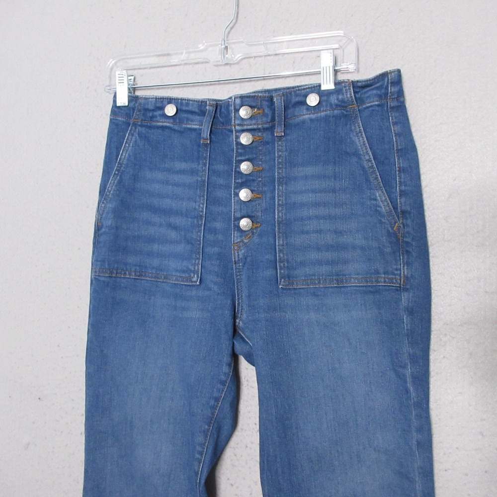 Loft The Slim Flare Jeans 29 8 Button Fly Patch Pockets Capsule Wardrobe 2024‎ - Picture 2 of 14